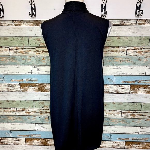 Women’s HANNAH V-Neck Black Tunic Knit Sweater Long Top w/ Neck Tie Size Medium - Picture 5 of 8